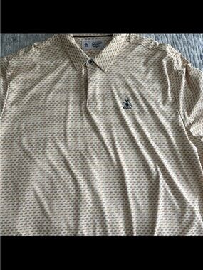Original Penguin Apricot Beige Patterned Golf Polo Shirt